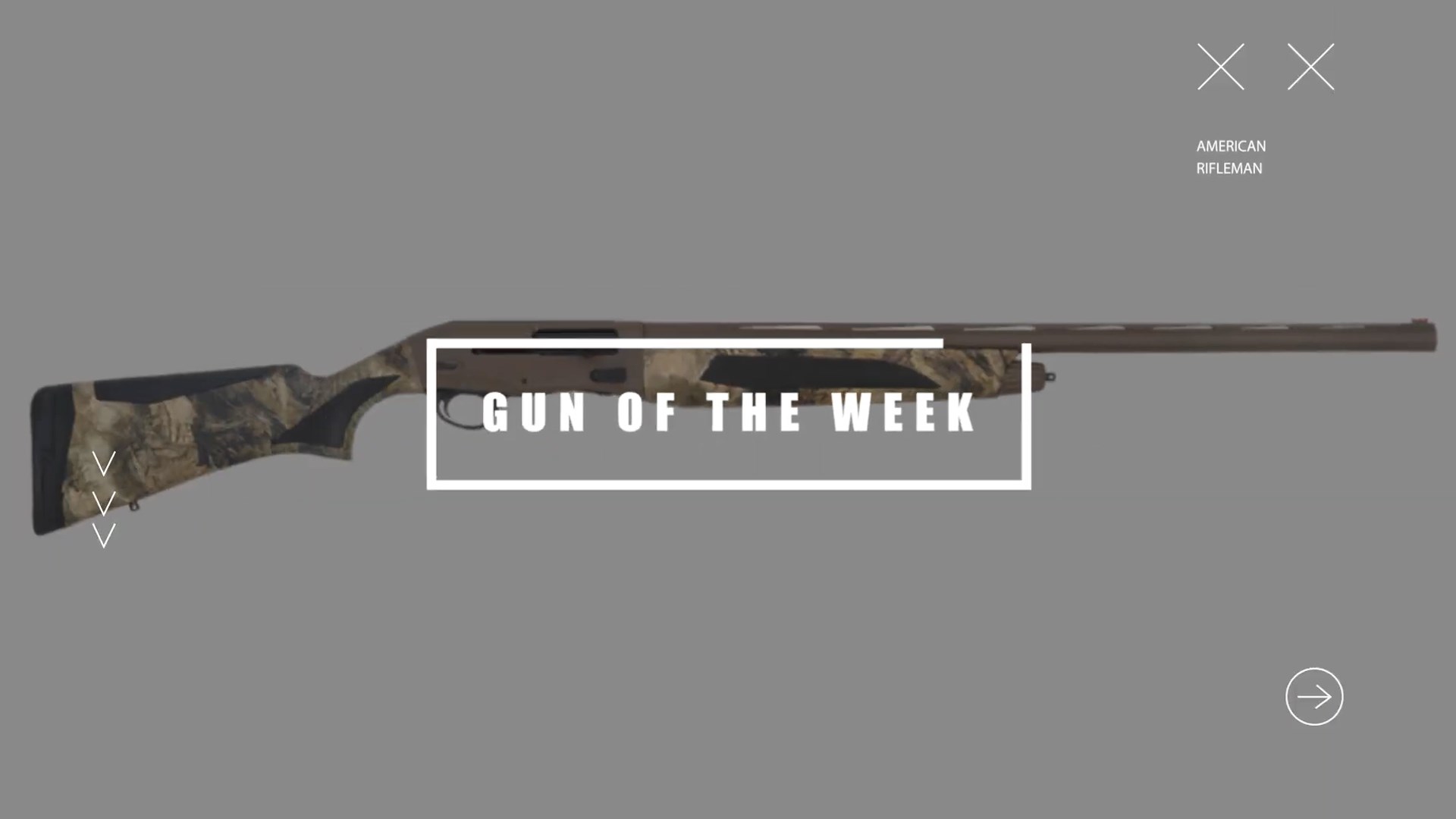 GUN OF THE WEEK AMERICAN RIFLEMAN XX text on image overlay box right-side view tristar viper g2 pro semi-automatic shotgun FDE color