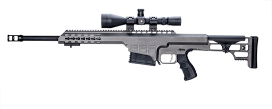 In Tactical guise with a 16" barrel, the shortest factory offering, and a Leupold Mark 4/LRT 4-14X 50 mm riflescope in Barrett rings, the 98B weighs 12 lbs., 12 ozs.