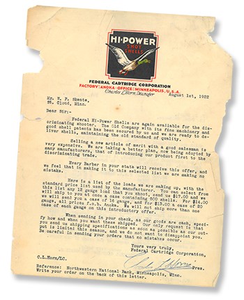 Federal Cartridge Corp letter