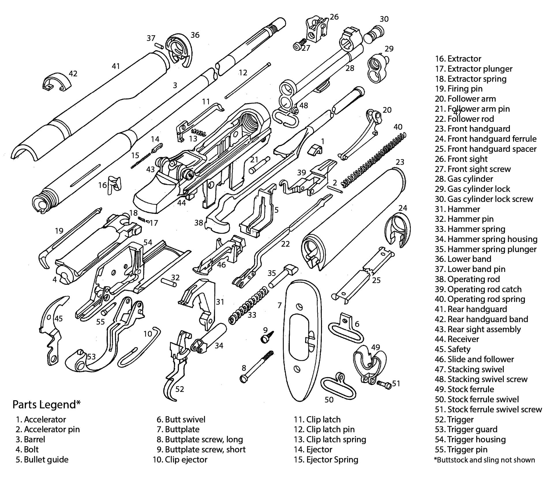 parts diagram line drawing text on image gun rifle