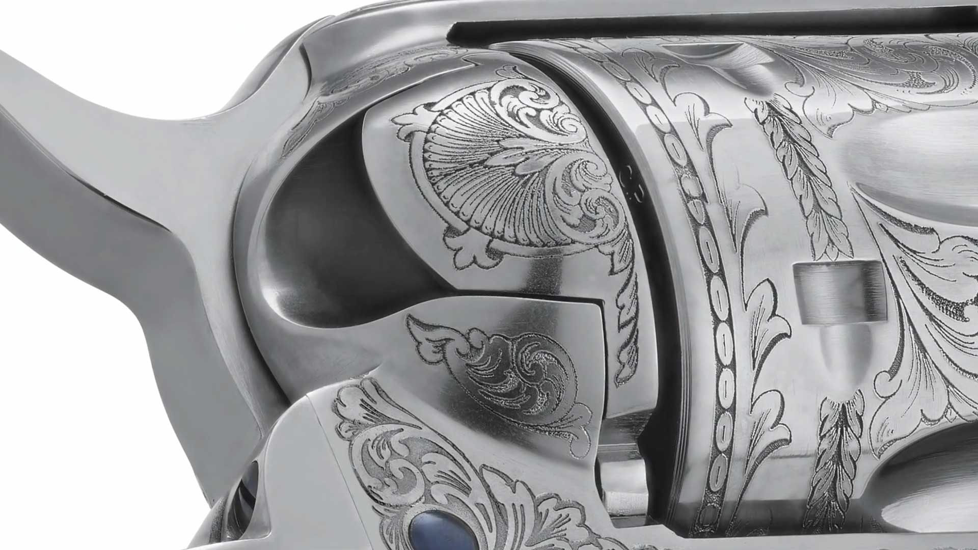 silver engraving gun revovler pistol scroll