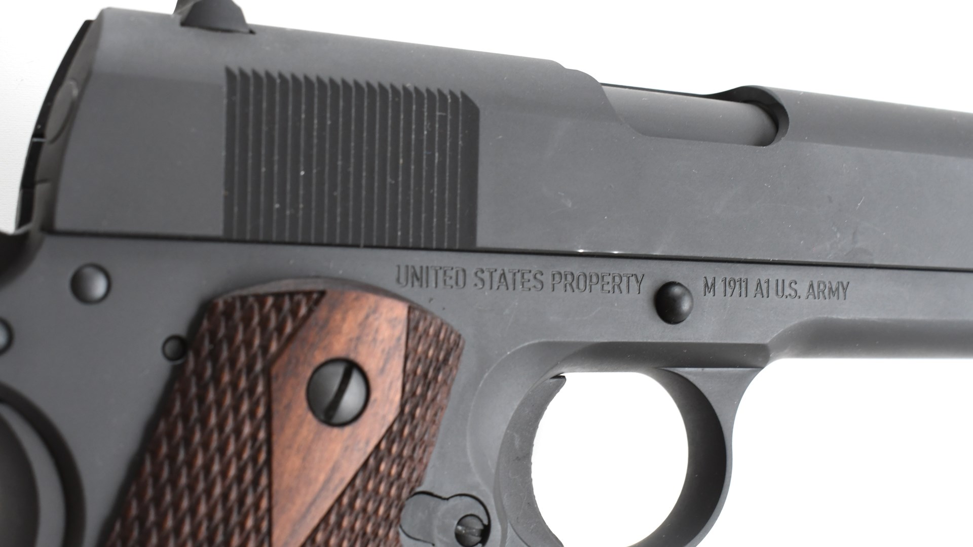 UNITED STATES PROPERTY M 1911 A1 U.S. ARMY rollmark stamp metal gun frame