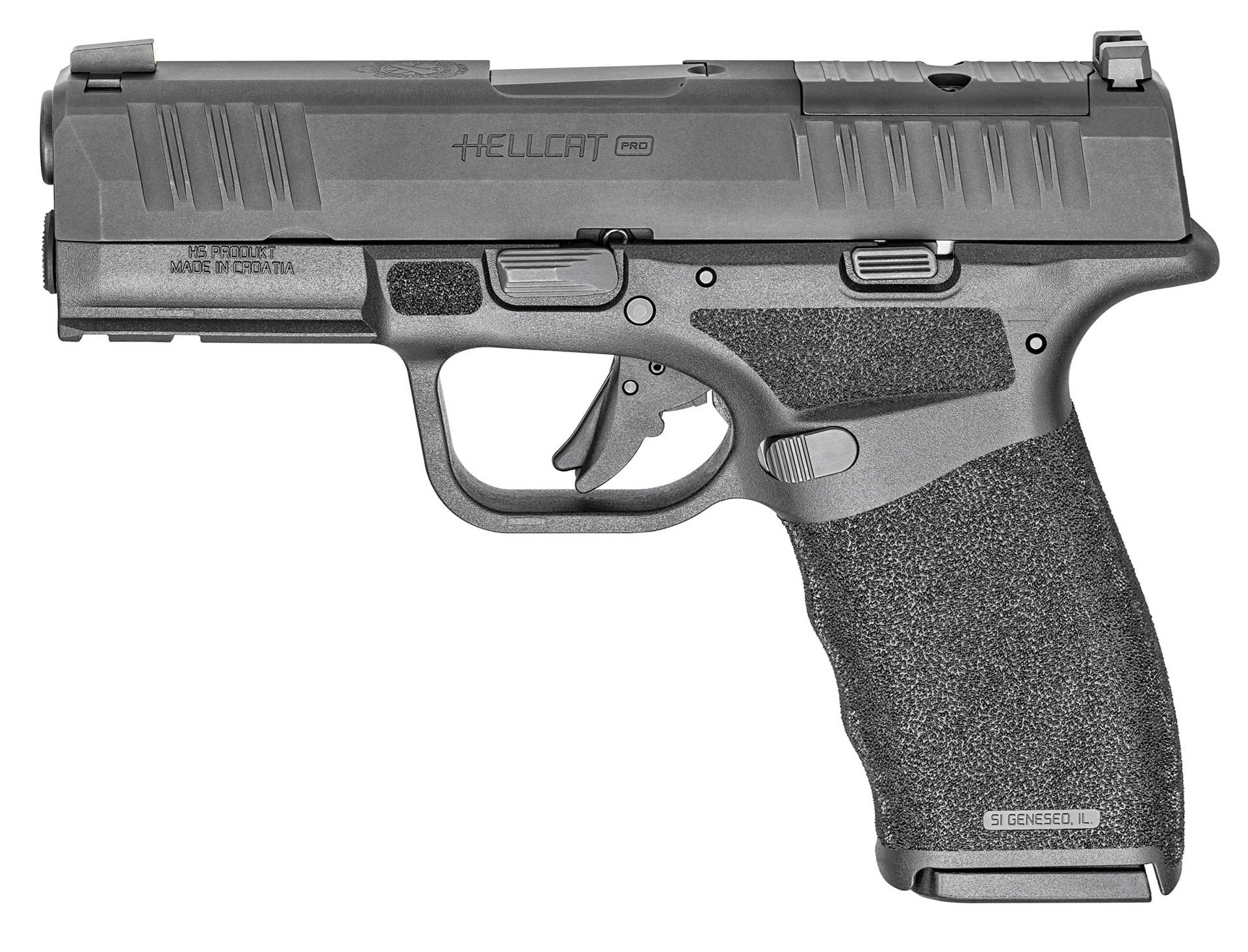 Springfield Armory Hellcat Pro shown, left side, on white.