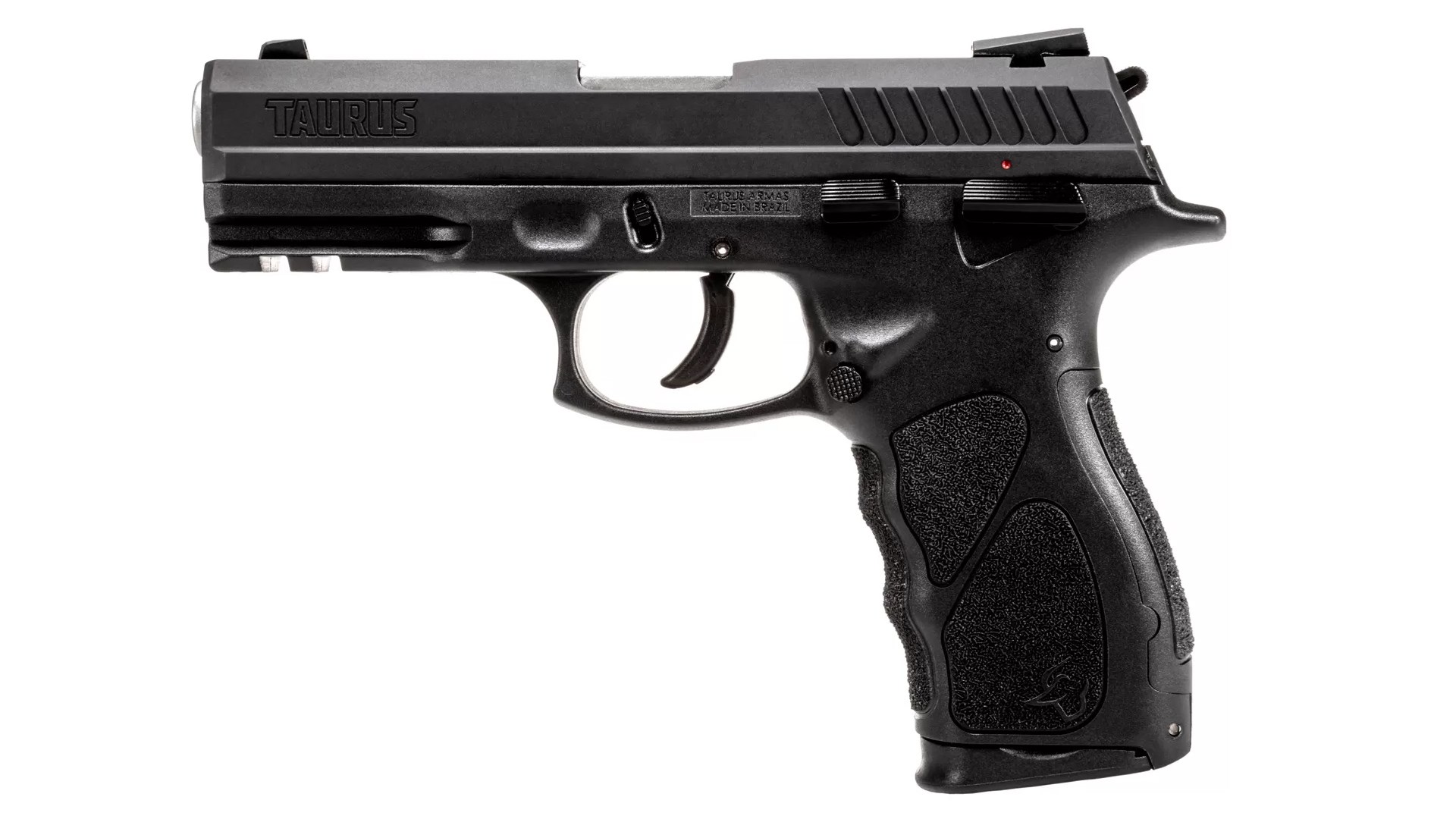 Left side of the all-black Taurus TH45 pistol in .45 ACP.