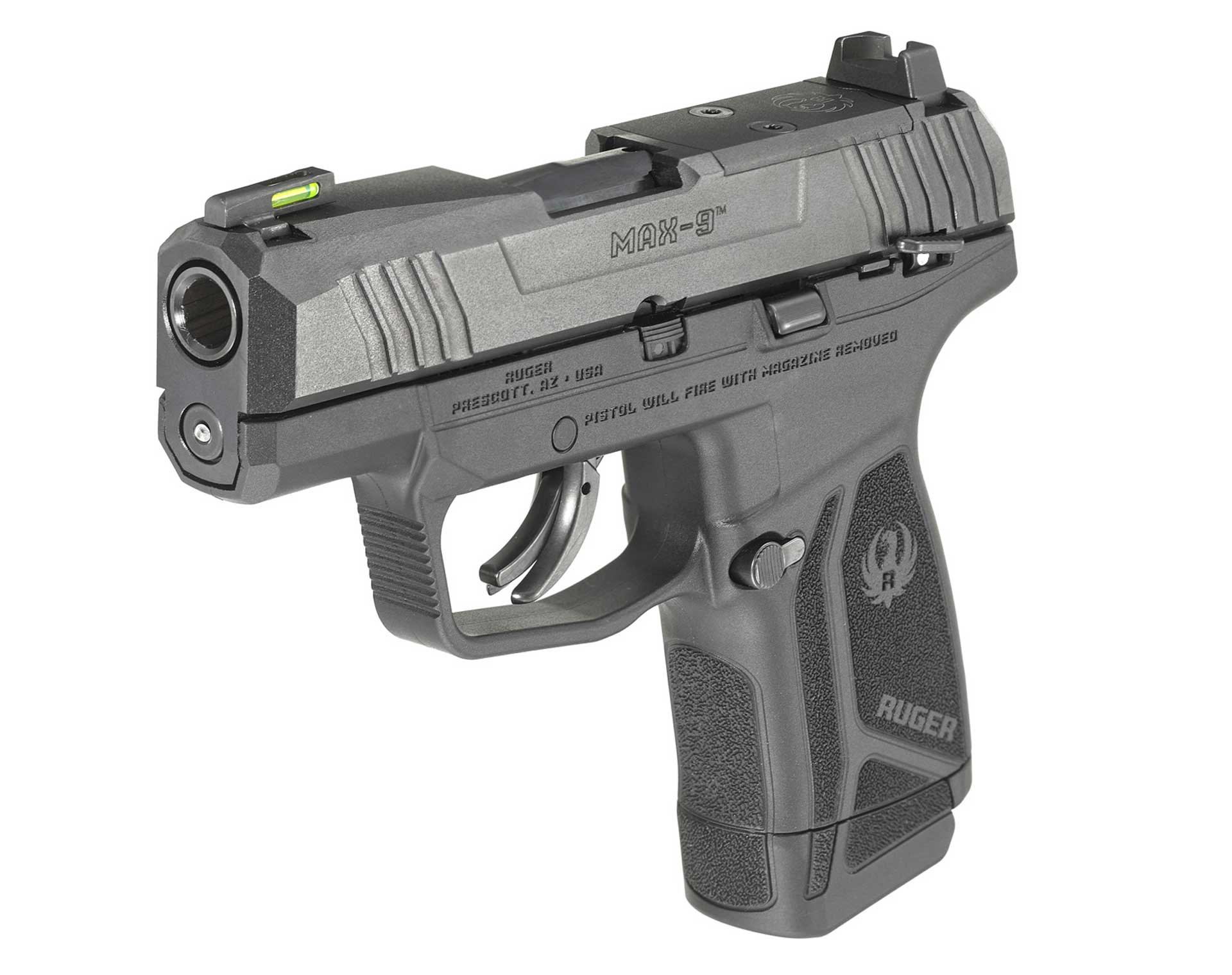 dynamic view black pistol handgun gun plastic metal green sight
