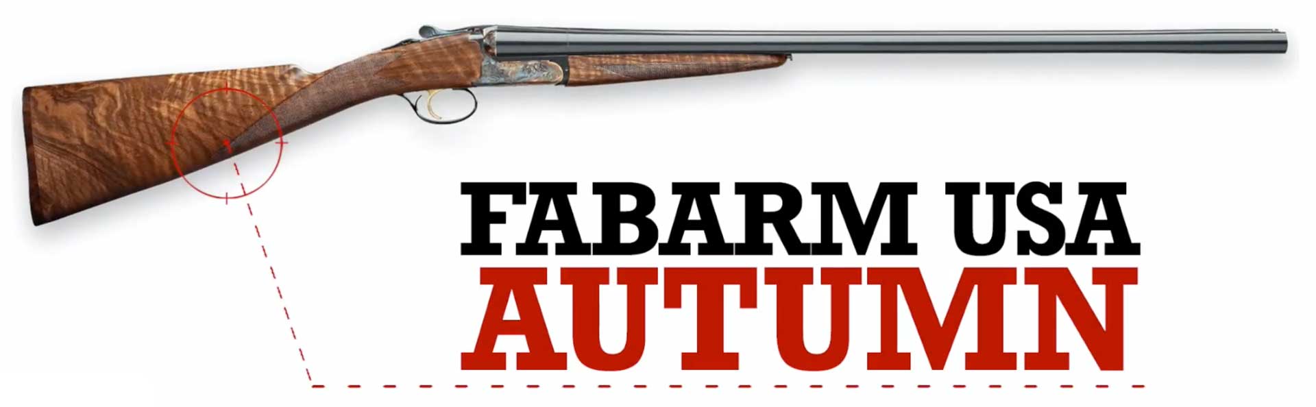 right side shotgun walnut wood metal gun text on image noting "Fabarm USA Autumn"
