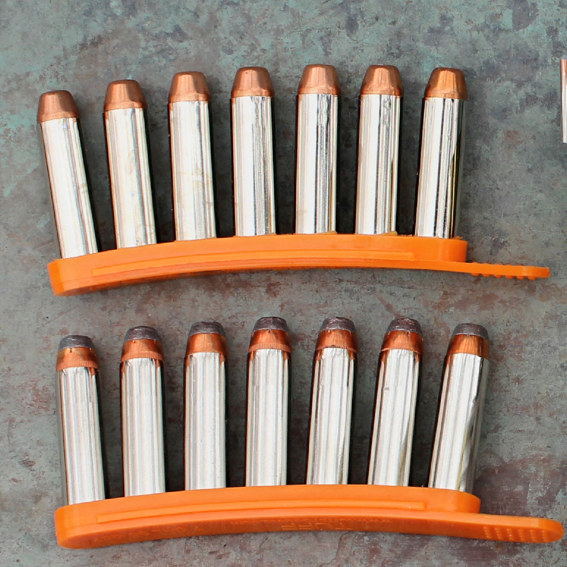 Quickstrips speedloader strips ammunition orange plastic