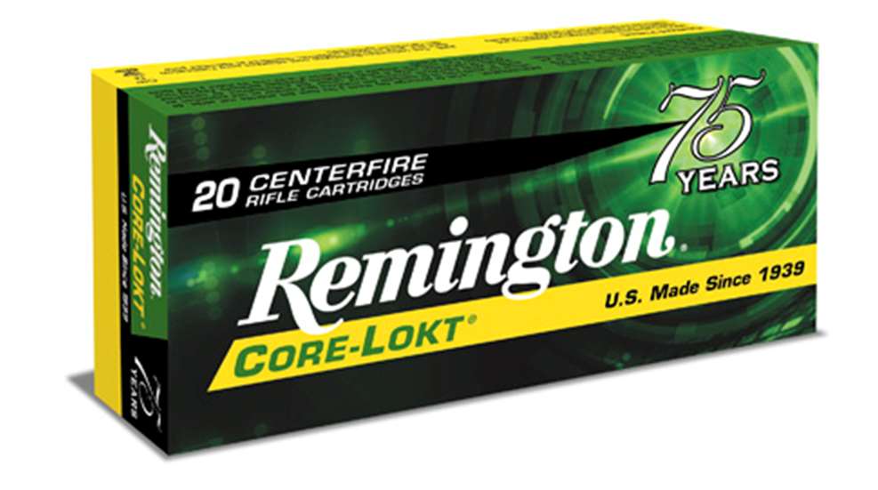 Remington Core-Lokt ammubnition green yellow box packaging ammo firearms rifles guns hunting target shooting projectile ballistics