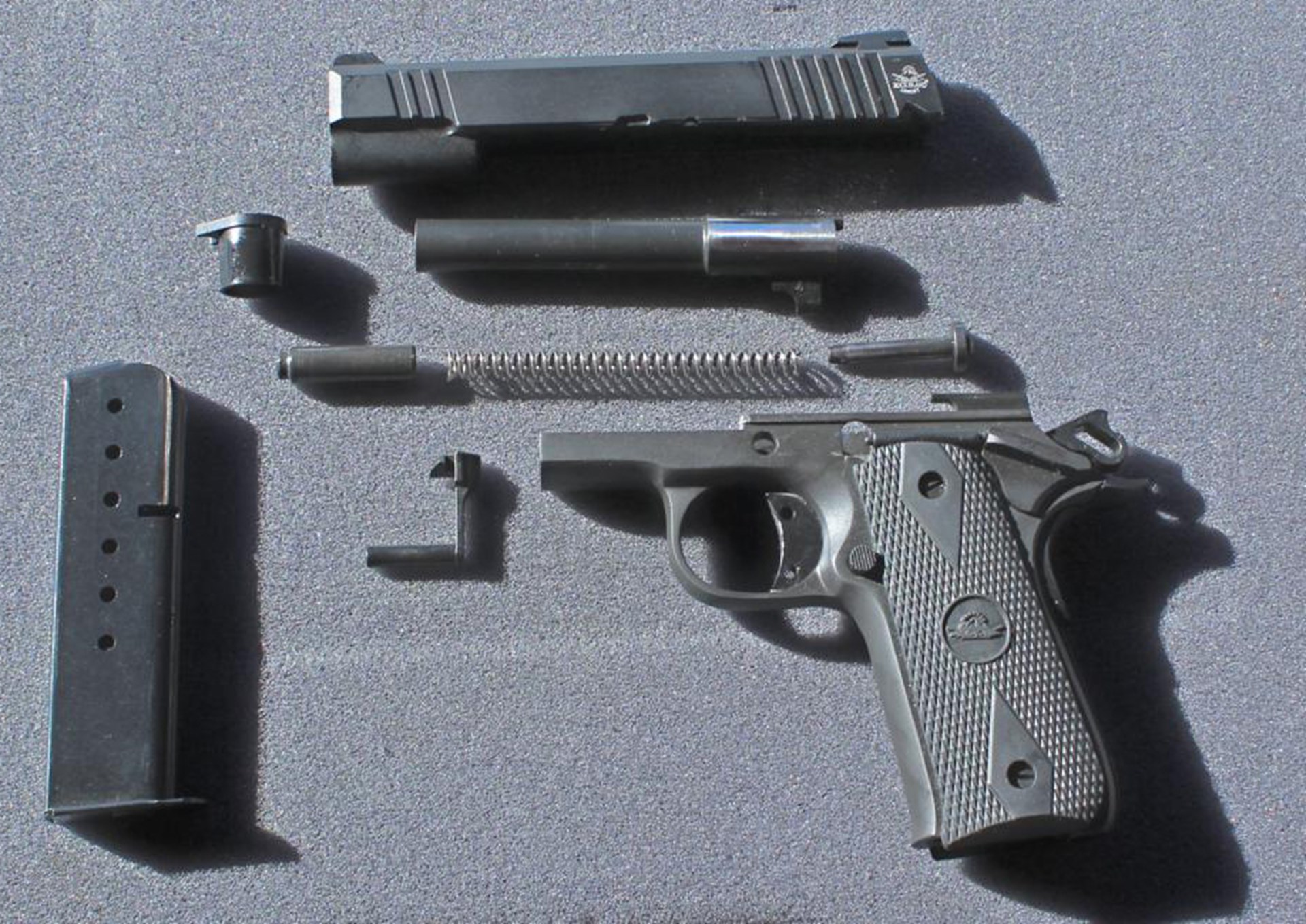 field-stripping procedure gun pistol parts disassembled