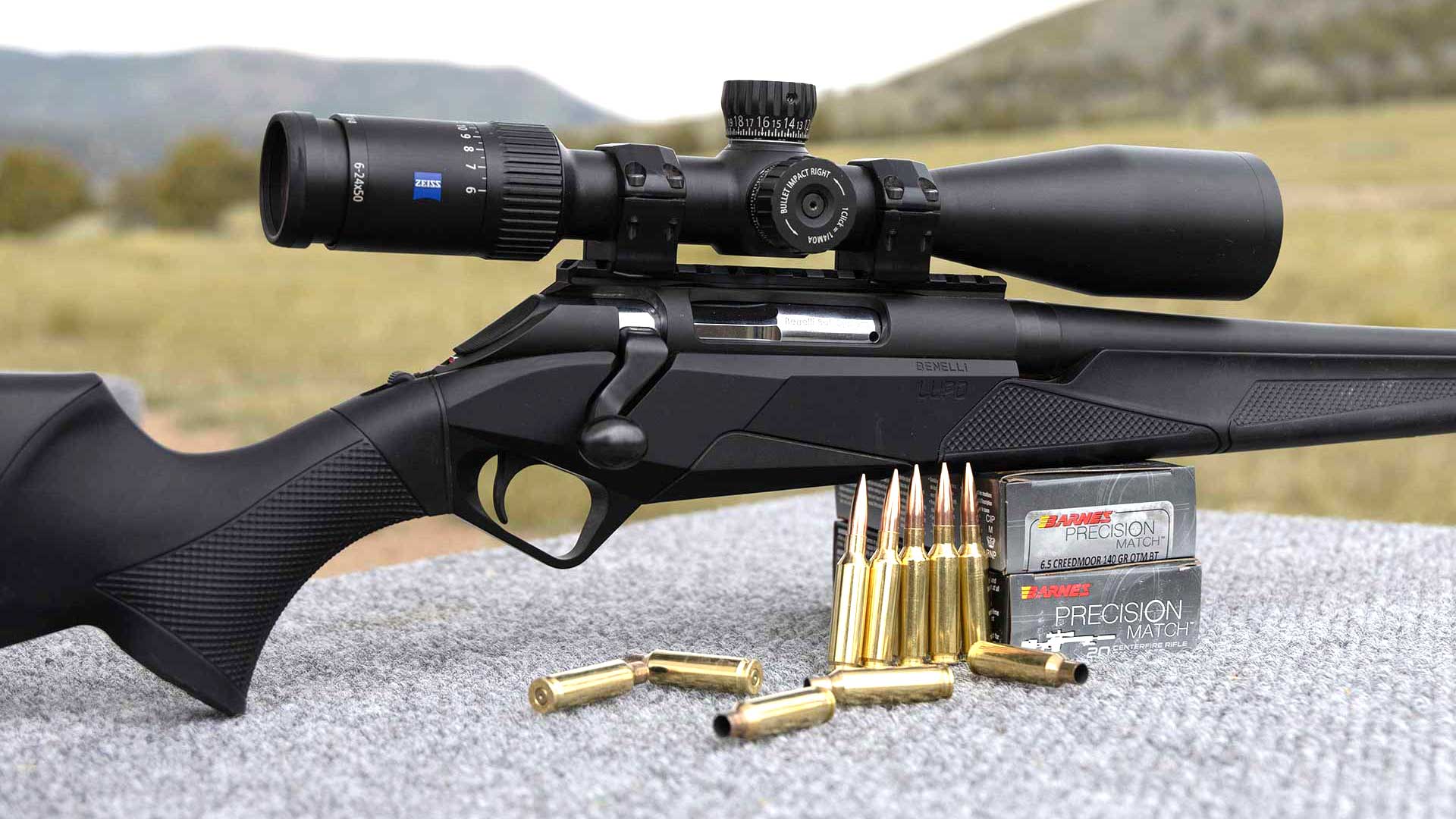 outdoors bench rifle ammunition hills mountains grass bolt-action rifle black gun