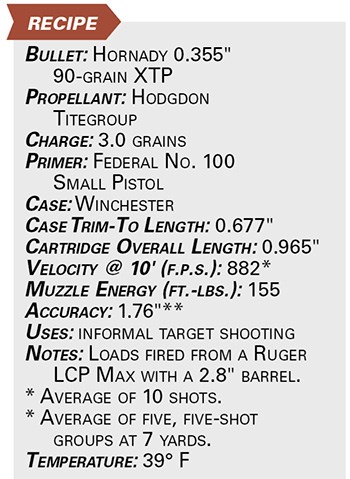 .380 ACP Pocket Pistol Practice Load​ specs