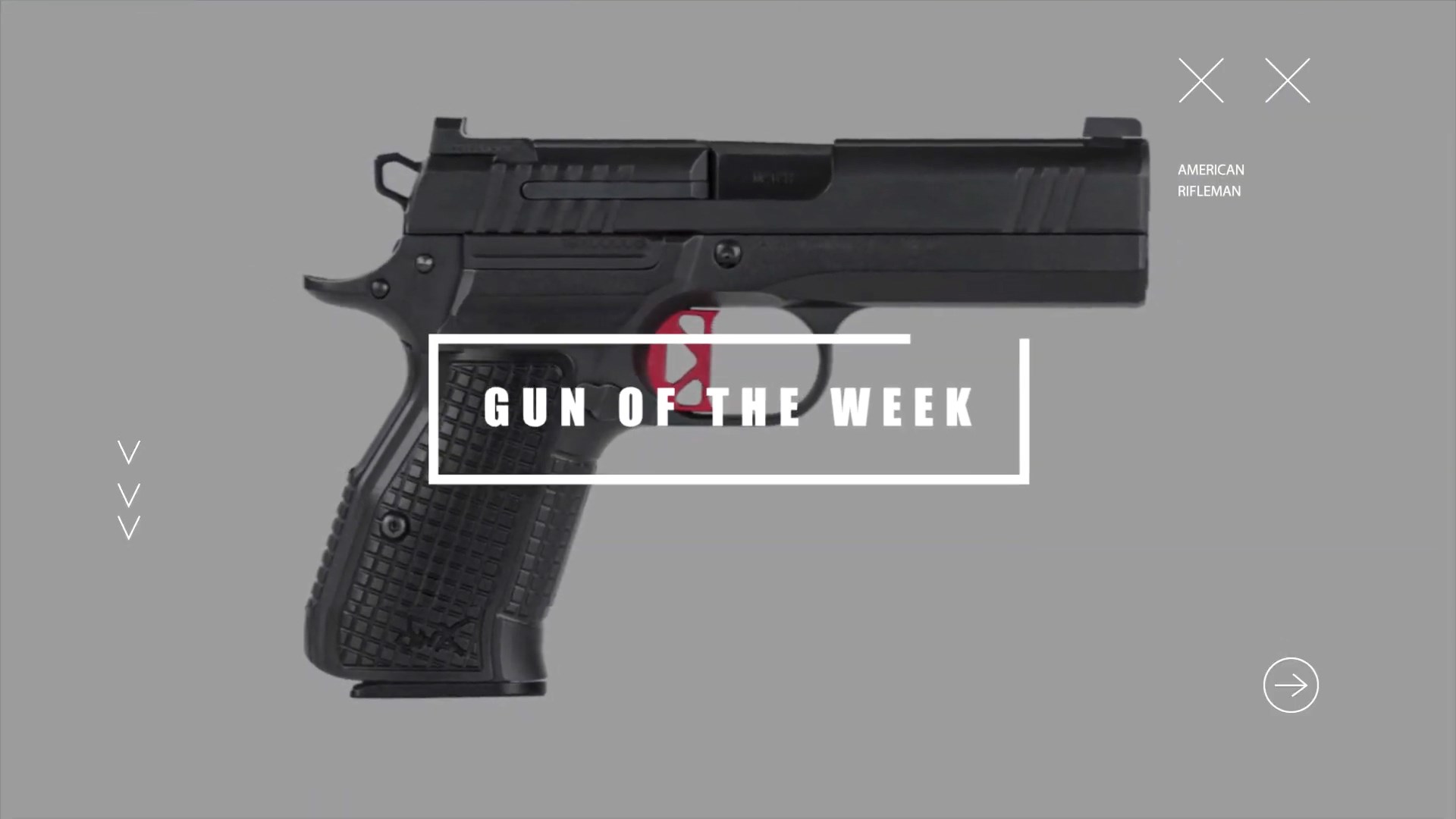 GOTW Gun Of The Week title screen with text and box overlay Dan Wesson DWX Compact pistol right side 9 mm
