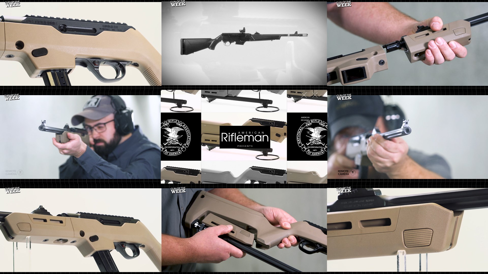 nine images mosaic tiles gun detail ruger pc carbine takedown davidson's dealer exclusive 9 mm rifle