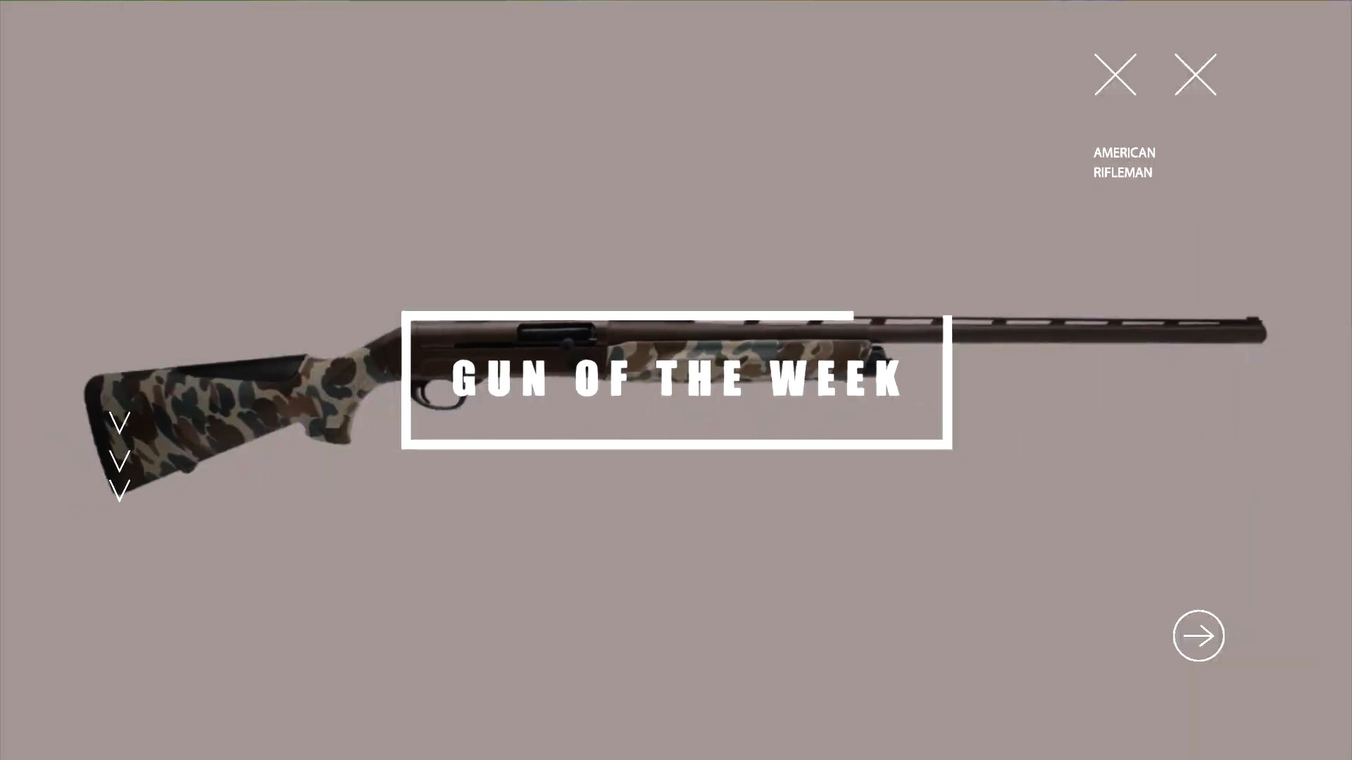 GUN OF THE WEEK title screen text overlay Sauer SL5 Waterfowl shotgun background on gray