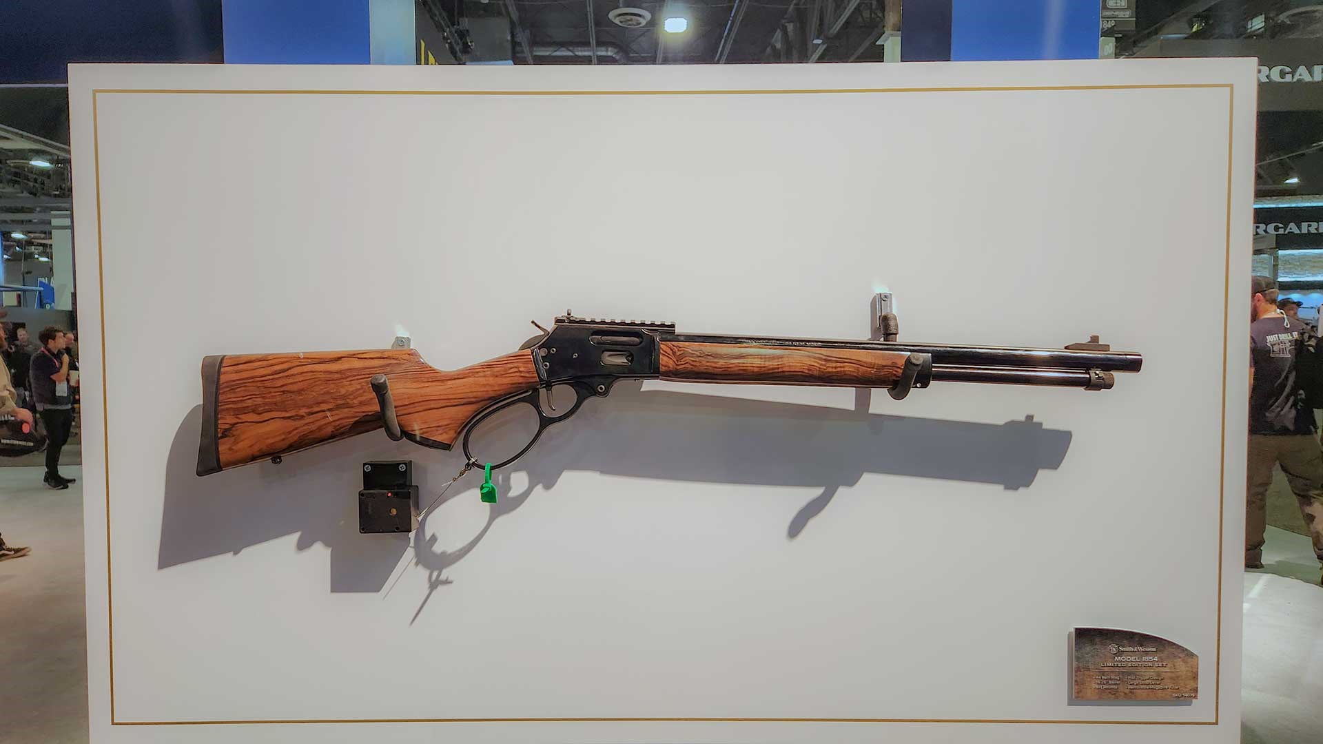 Smith & Wesson Model 1854 hanging on a display board at SHOT Show 2024.