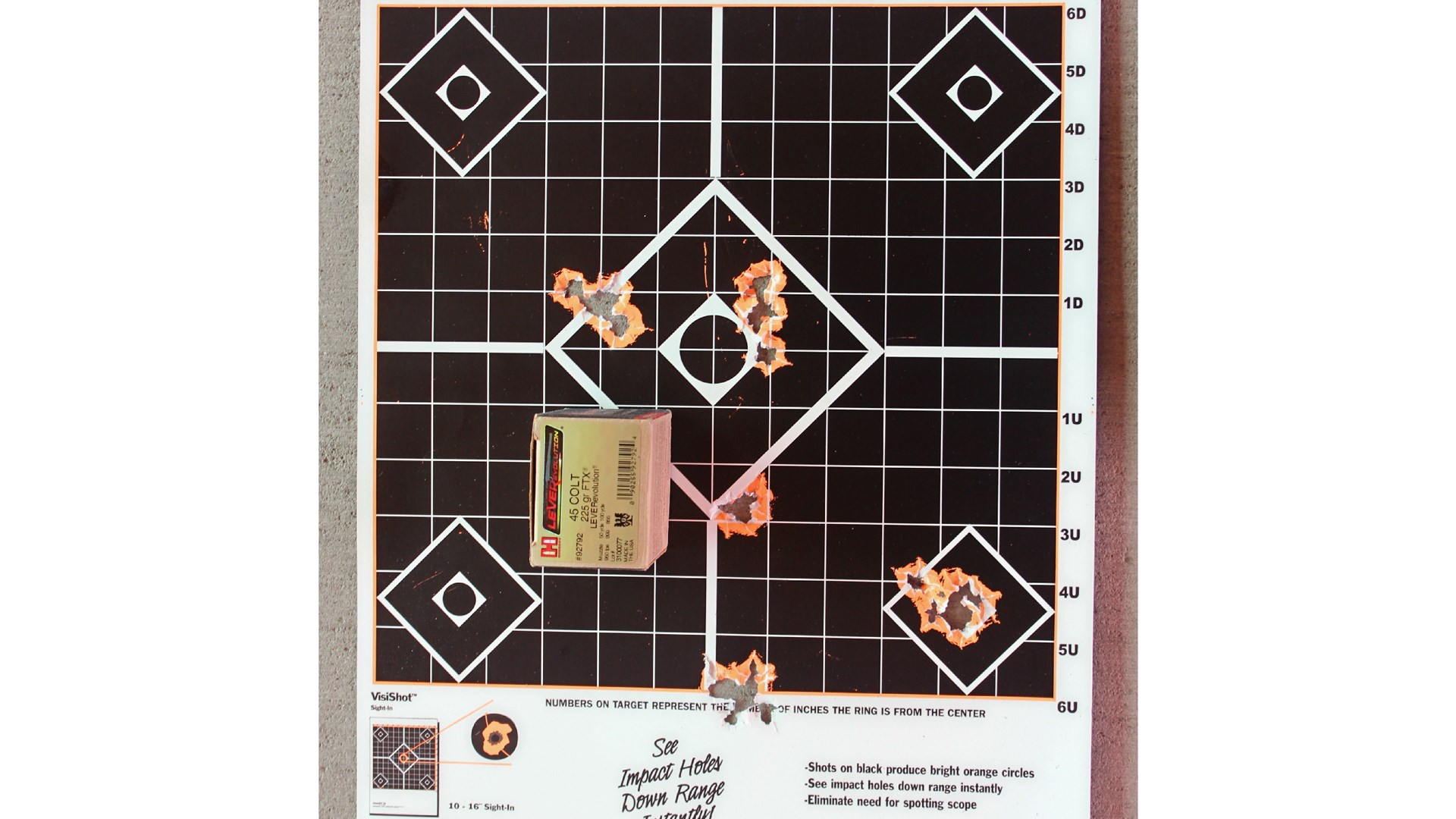 .45 colt groups target accuracy from Rossi Brawler handgun single-shot .45-cal gun