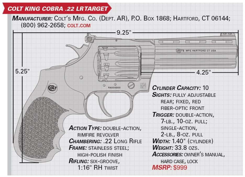 Colt King Cobra .22 LR Target specs