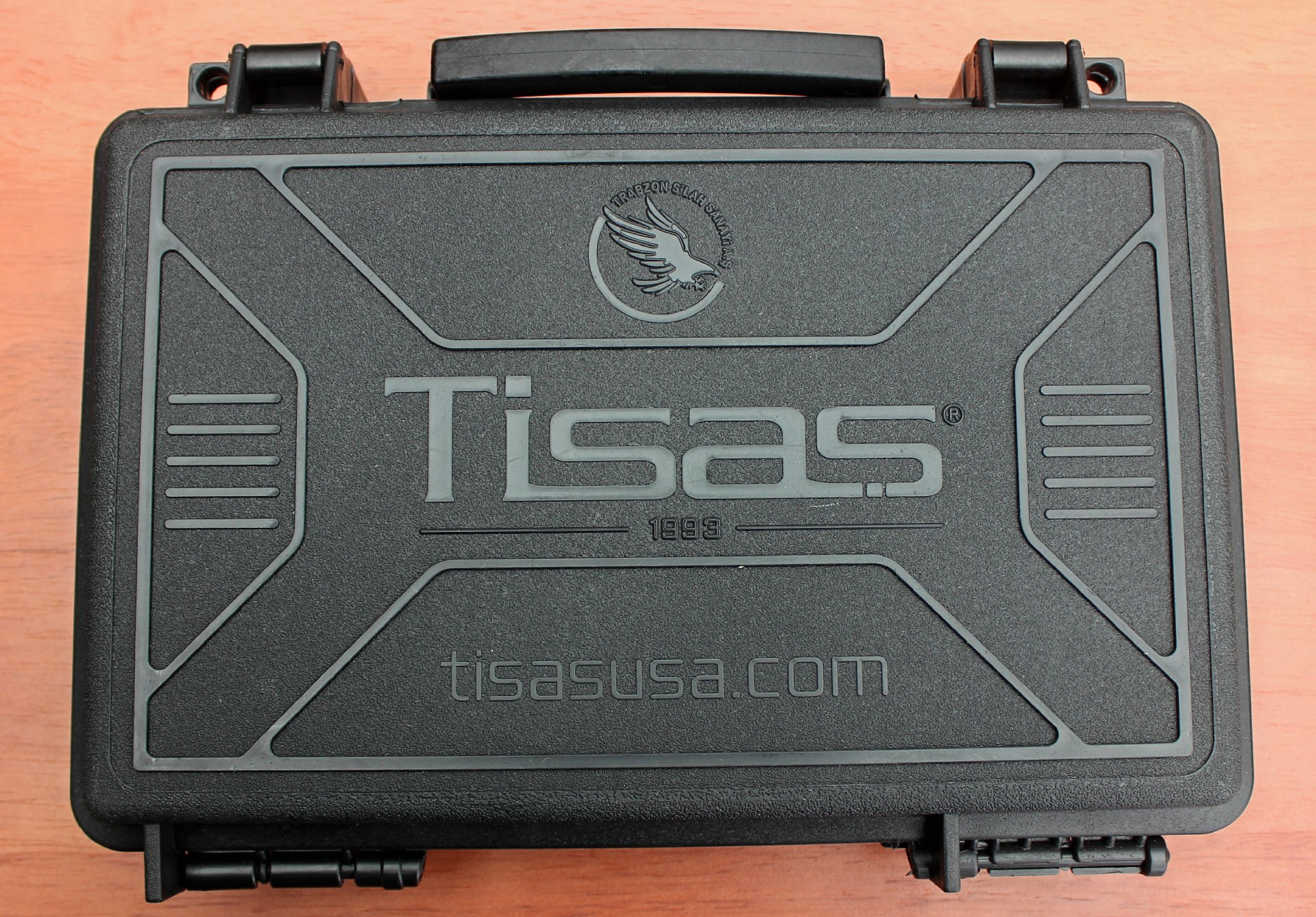Black plastic pistol box case container Tisas