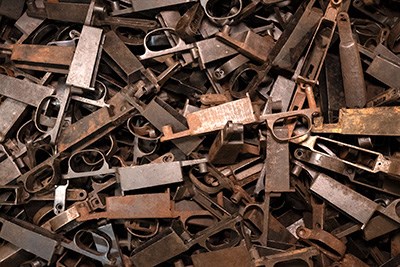 gun parts in pile