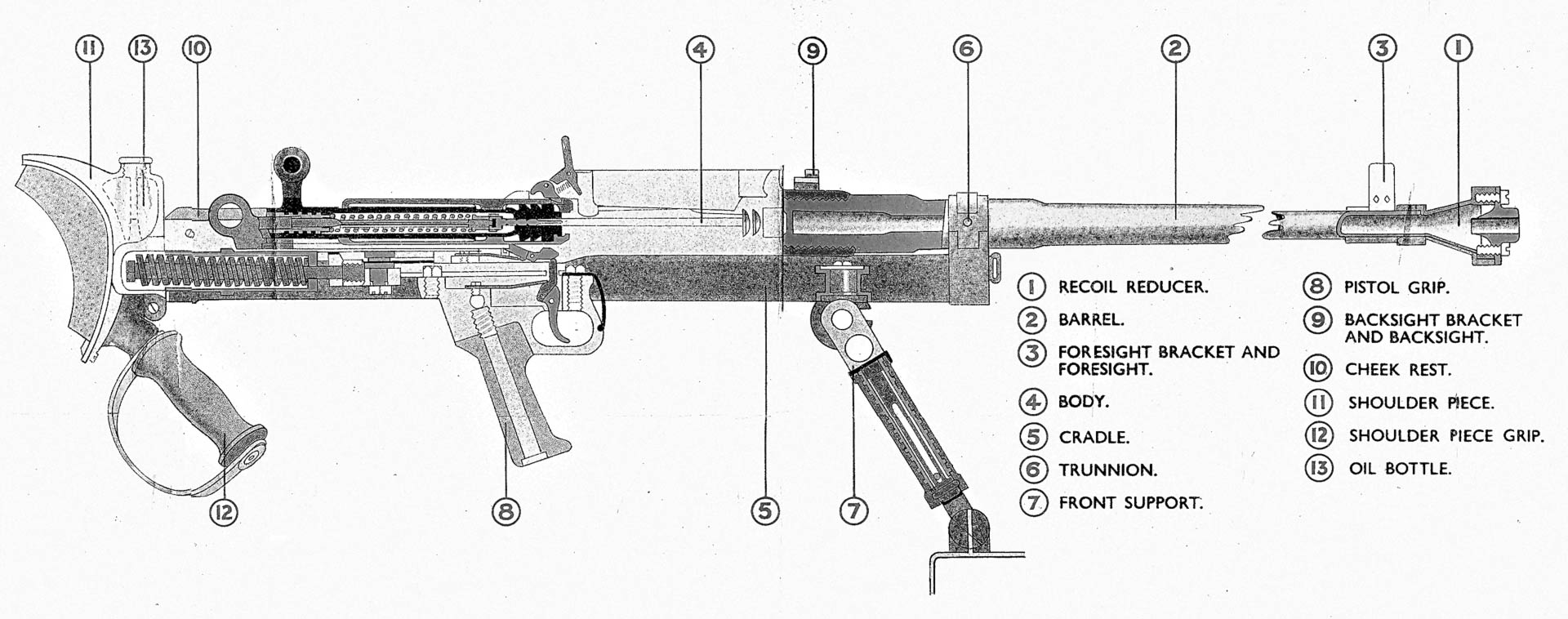 drawing gun rifle bolt-action Boys Anti Tank inside view sections parts