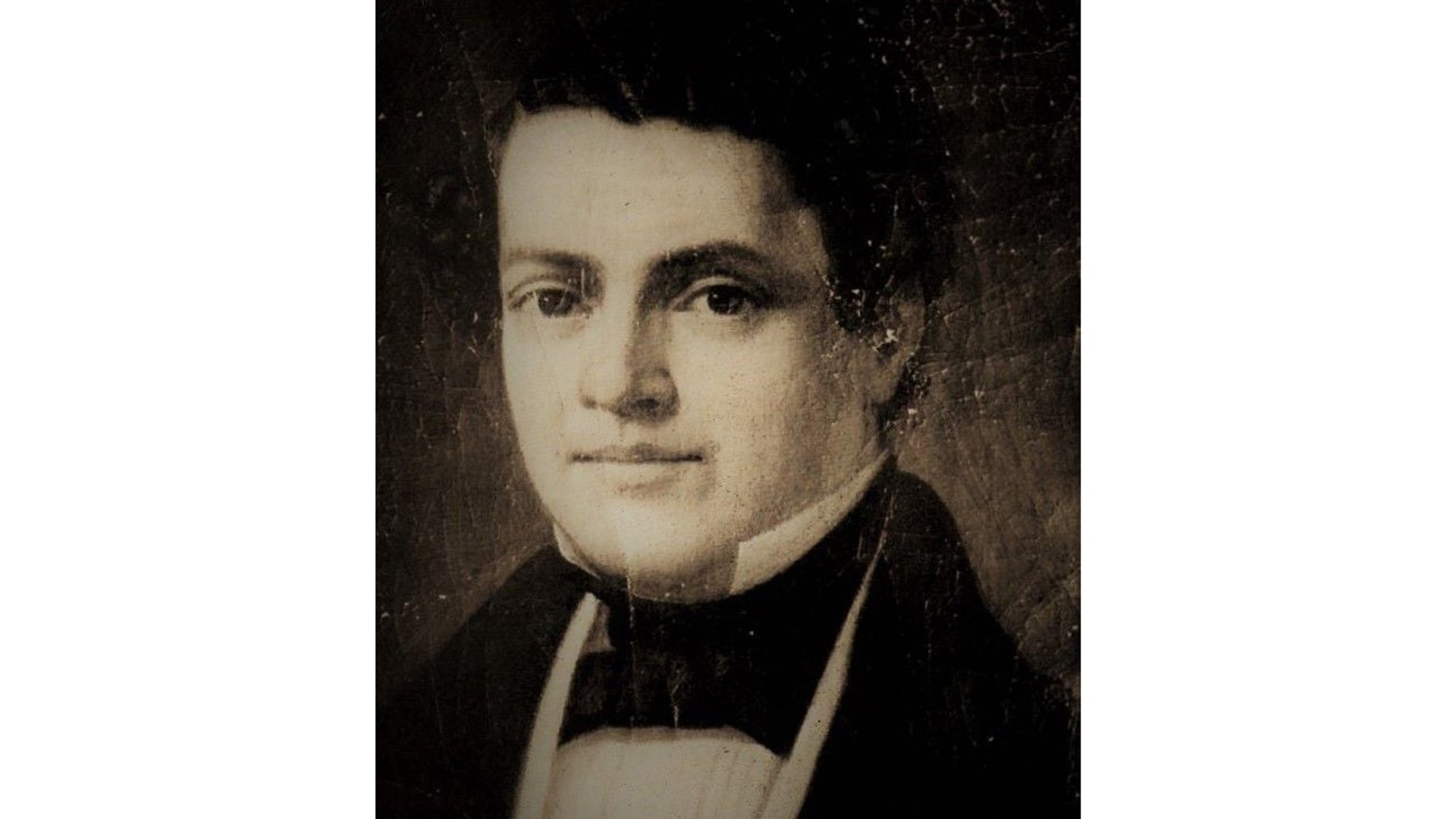 William Jenks portrait vintage photograph of man with dark year left-side quartering view