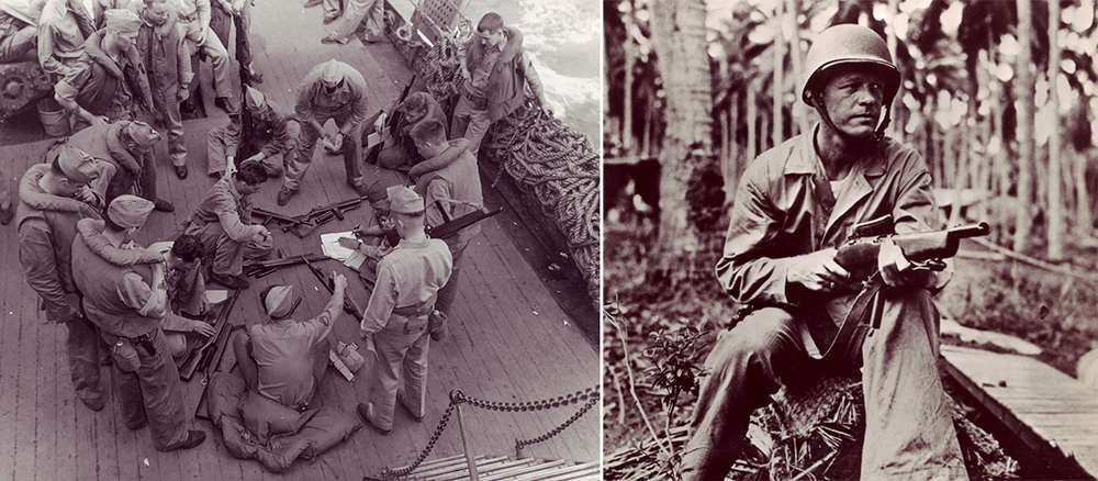 Marines on a troop transport, Marine