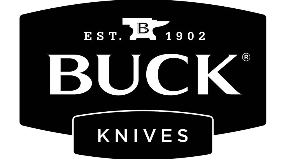 Buck Knives company logo black anvil white letters