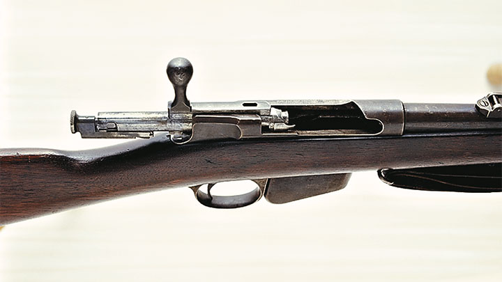 A closer view of the action on a Model 1879 Remington-Lee U.S. Navy contract rifle.