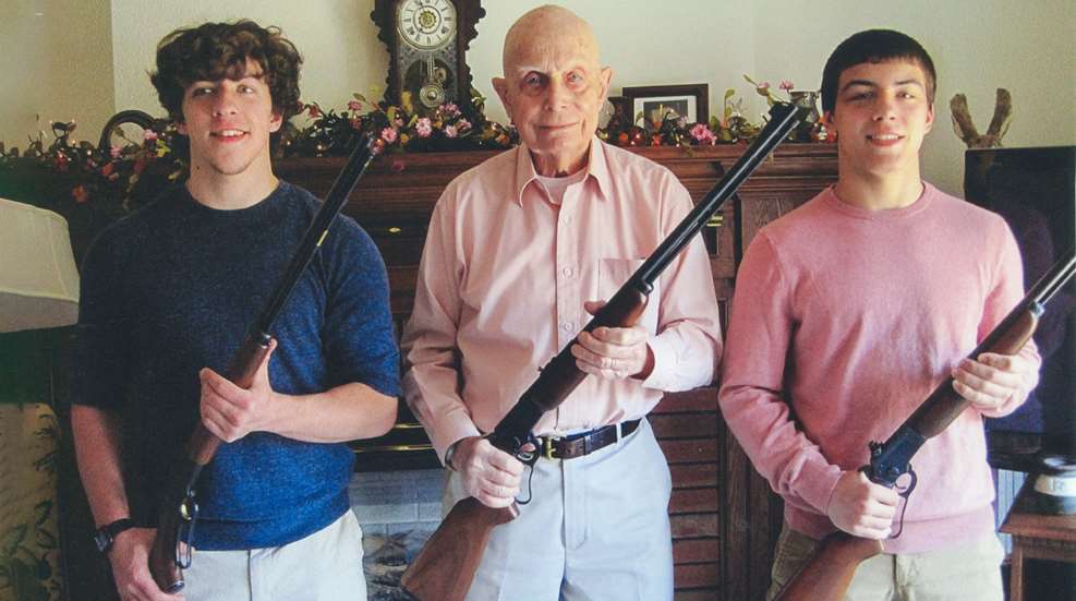 grandfather with twin grandsons holding Marlin 39A