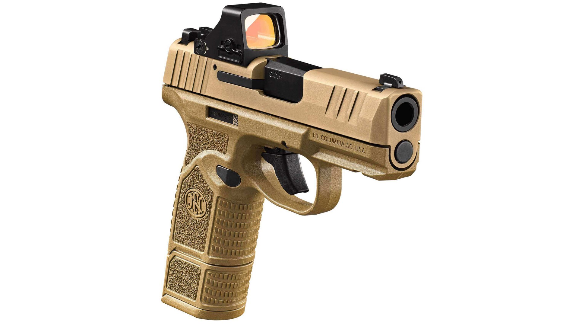 FN America Reflex MRD pistol handgun 9 mm FDE flat dark eartch color brown