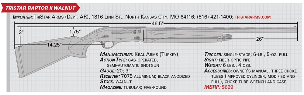 TriStar Raptor II Walnut specs