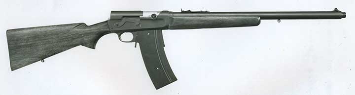 A Remington Model 8 shown with the extended 20-round magazine available only through the Peace Officers Equipment Company.