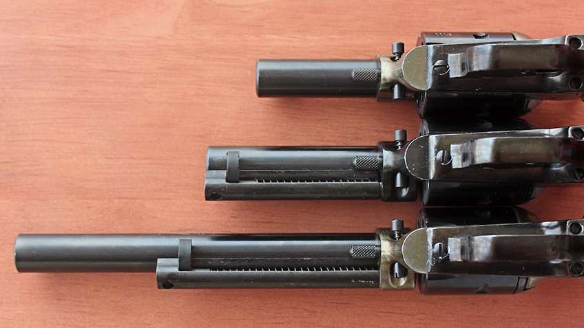 three revolvers barrel length comparison smallest to largest