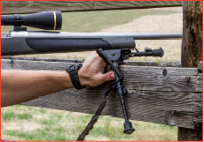 When shooting off a fence slat or similar horizontal object, the bipod can still be used but in a different way.