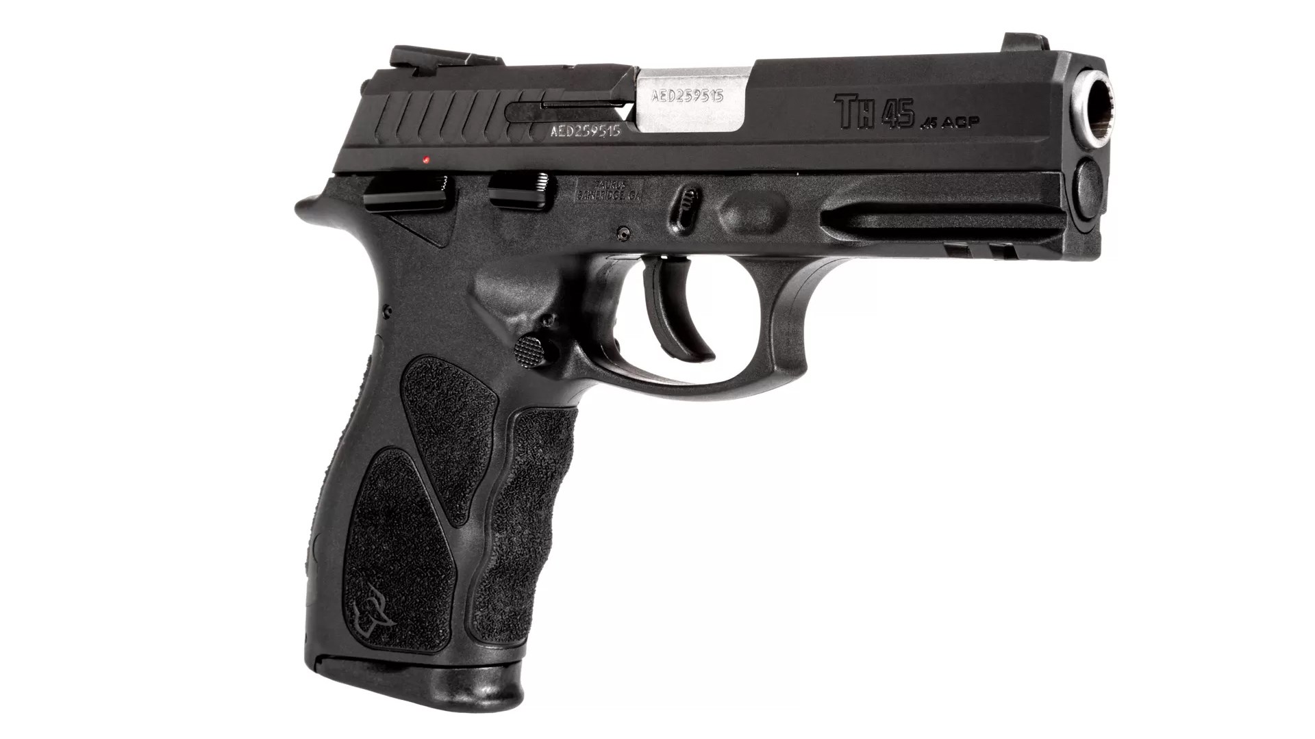 Right side of the all-black Taurus TH45 pistol in .45 ACP.