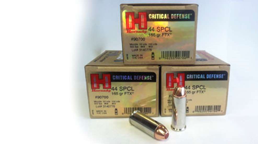 Hornady Critical Defense ammunition boxes packaging stack ammo rounds cartridges .44 special hunting self defense concealed carry