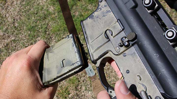 Be mindful if there are any loaded magazines or live rounds in the dry firing area.