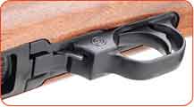 The 10/22’s magazine latch and bolt latch are thumb-operated, and its safety is a sliding crossbolt in the trigger guard loop. 