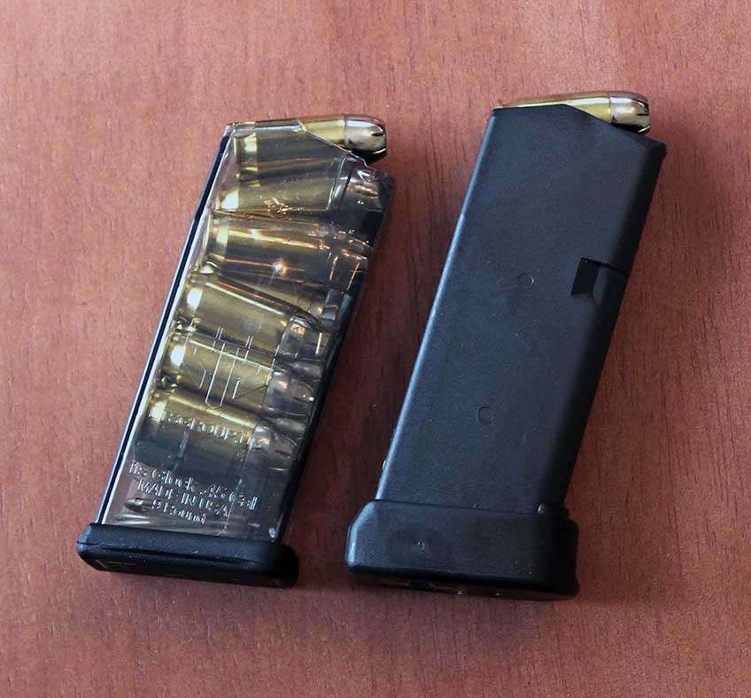 clear and black glock magazine comparison side by side