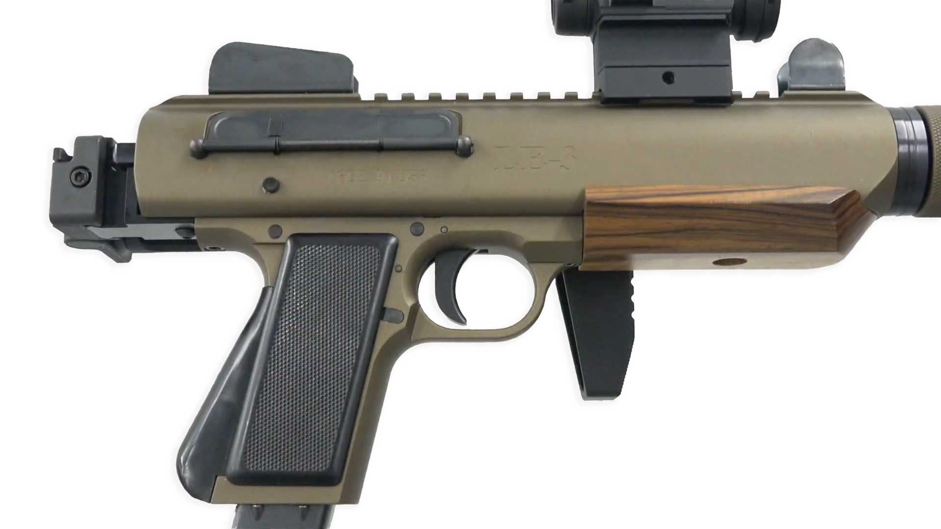 right side bronze-colored rifle action receiver aluminum gun carbine