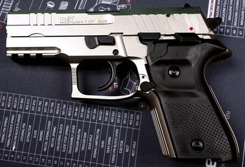 stainless steel rex zero 1 pistol handgun left-side view semi-automatic