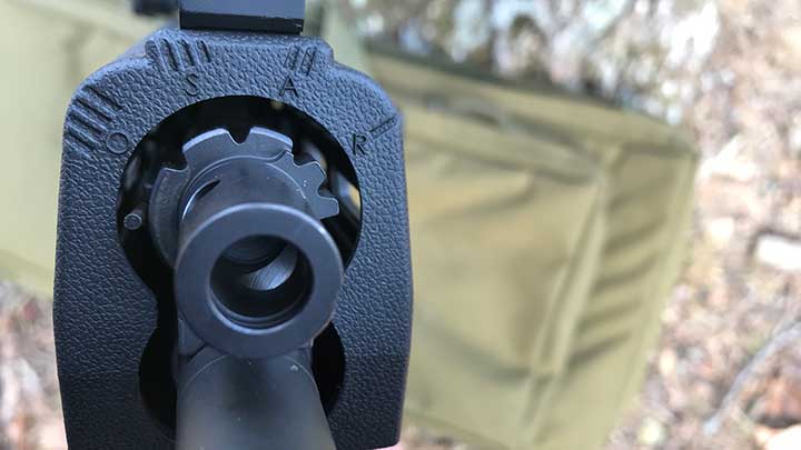 The gas-adjustment settings on the IWI Tavor 7 gas block.