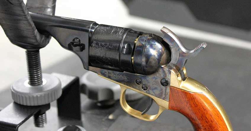 revolver in cradle shooting