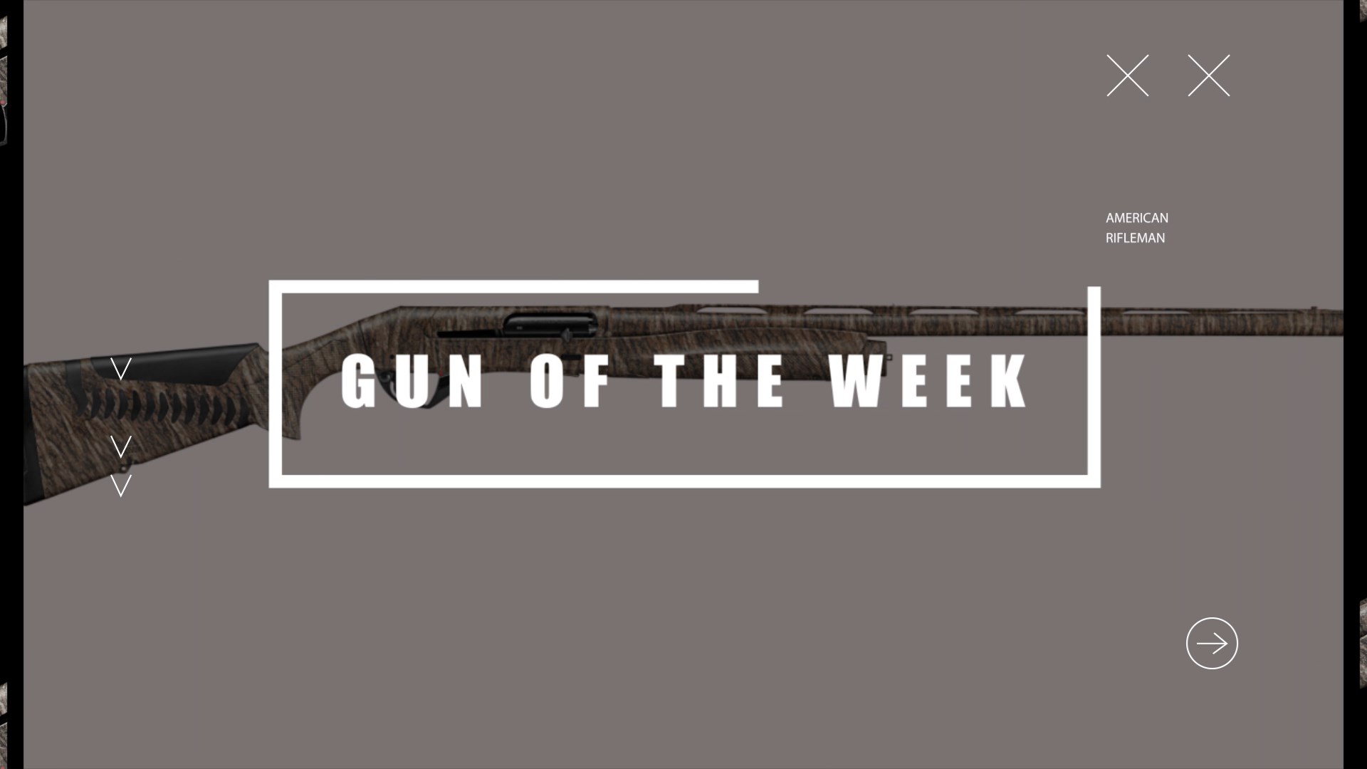 GUN OF THE WEEK title screen text on image over Benelli Super Black Eagle 3 20 gauge shotgun camouflage mossy oak bottomland SBE3