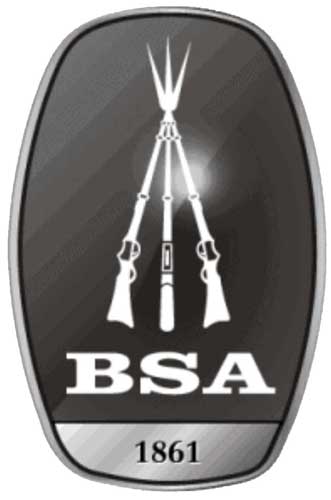 BSA logo marque insignia black oval three white guns