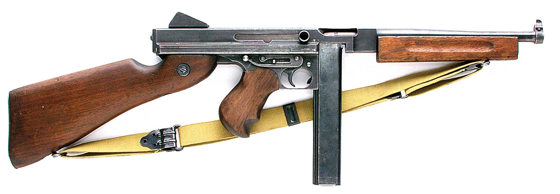 submachine gun thompson tommy gun wood metal