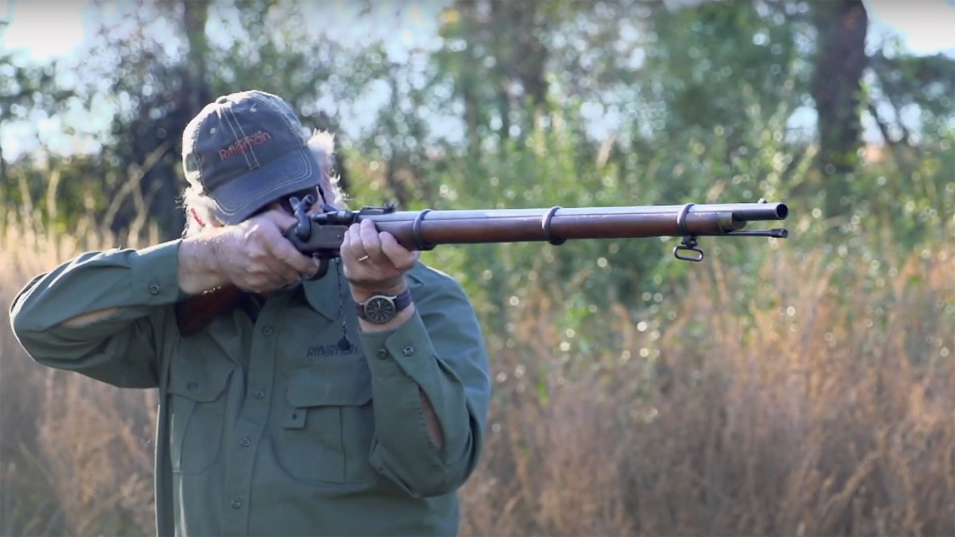 Firing a Snider Enfield breechloading rifle on the range.