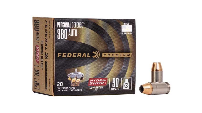 Low-recoil ammunition, like this .380 ACP Hydra-Shok load from Federal Premium, can make it easier to get on target with your pocket pistol while still packing a potent punch.