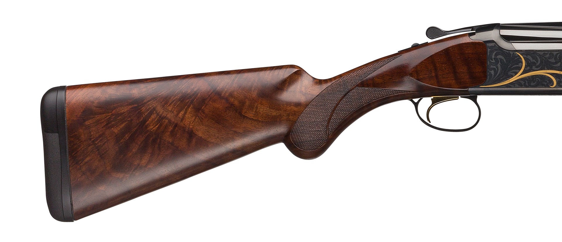 Browning Citori prince of whales grip stock wood profile gunstock shotgun over-under walnut engraving gold enlay