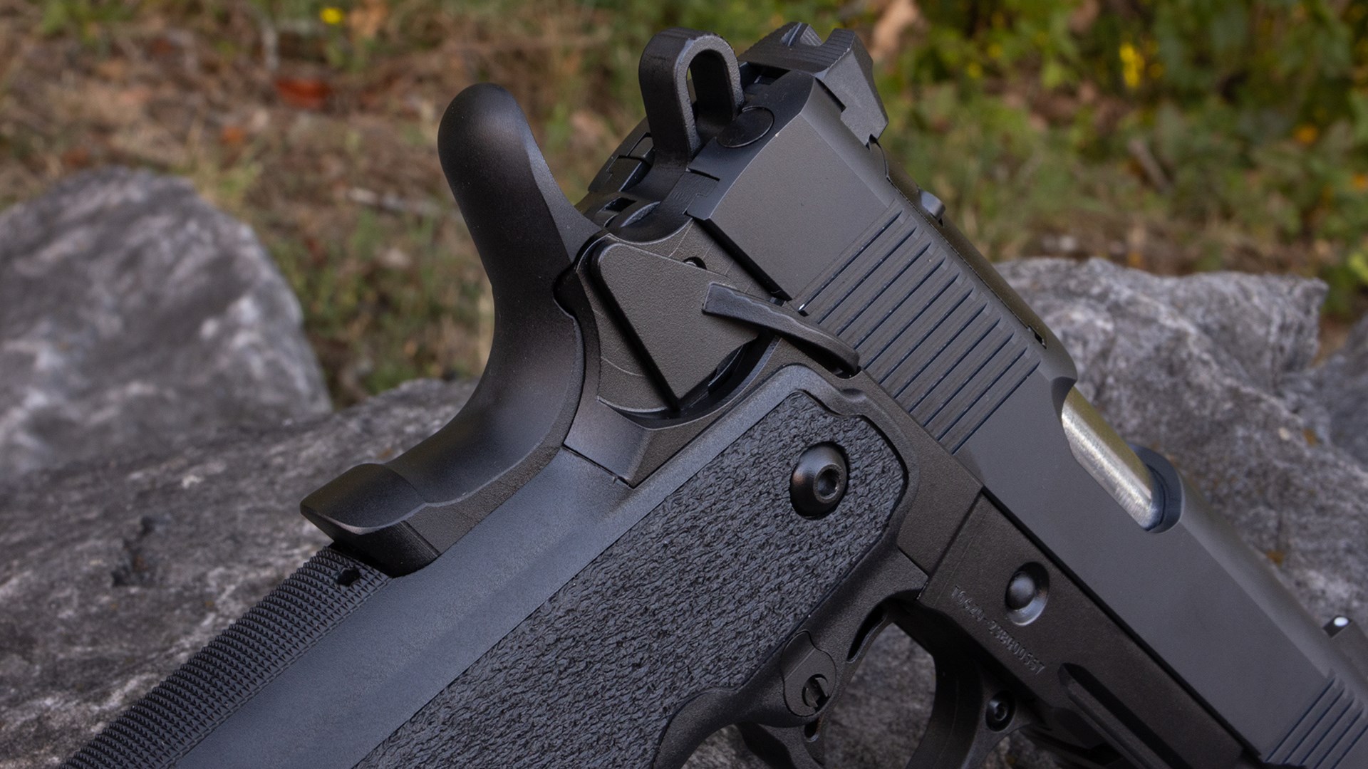 Rear of the Tisas B9R DS pistol frame and slide.